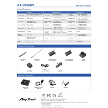 Load image into Gallery viewer, ANYTONE AT-D168UV DMR Dual Band Handheld 136-174MHZ 400-480MHZ with 1800 & 2600mAh with USB-C Battery Charger and Programming Cable Amateur Radio Transceivers ANYTONE