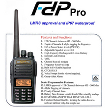 Load image into Gallery viewer, FDP Pro 128 Channel Business 5 Watt UHF Handheld Transceiver UHF PRS Hand Helds FDP