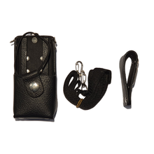 Load image into Gallery viewer, TECHOMAN TM-9C Leather Heavy Duty Belt Pouch - Black Radio Belt Pouches TECHOMAN