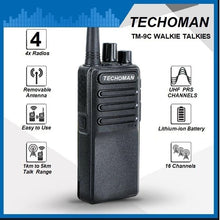 Load image into Gallery viewer, 4x TECHOMAN TM-9C 2 WATT UHF PRS CB Walkie Talkies - 16 Channels UHF PRS Hand Helds TECHOMAN