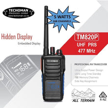 Load image into Gallery viewer, TECHOMAN TM820P UHF PRS 5 Watt 168 Channel Walkie Talkie Blue/Orange UHF PRS Hand Helds TECHOMAN   
