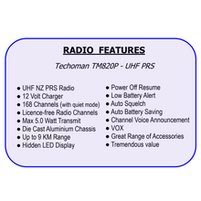 Load image into Gallery viewer, TECHOMAN TM820P UHF PRS 5 Watt 168 Channel Walkie Talkie Blue/Orange UHF PRS Hand Helds TECHOMAN