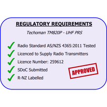 Load image into Gallery viewer, TECHOMAN TM820P UHF PRS Radio for Mobile and Home Package - 20 Metre Cable UHF PRS Hand Helds TECHOMAN