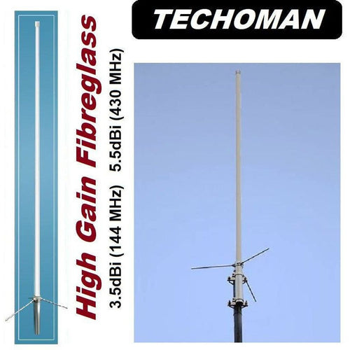 TECHOMAN TM-X30U Base Station  VHF / UHF Fibreglass Antenna - 146 MHz and 435 MHz Bands  TECHOMAN   
