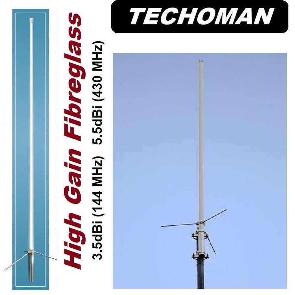TECHOMAN TM-X30U Base Station  VHF / UHF Fibreglass Antenna - 146 MHz and 435 MHz Bands  TECHOMAN   