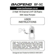 Load image into Gallery viewer, 3x Baofeng BF-5C 2 WATT UHF PRS CB Walkie Talkies - 16 Channels UHF PRS Hand Helds BAOFENG   
