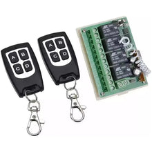 Load image into Gallery viewer, TECHOMAN 12V 4 Channel 433Mhz Wireless Remote Control Switch with 2 Transmitters Remote Controls TECHOMAN
