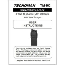 Load image into Gallery viewer, 4x TECHOMAN TM-9C 2 WATT UHF PRS CB Walkie Talkies - 16 Channels UHF PRS Hand Helds TECHOMAN