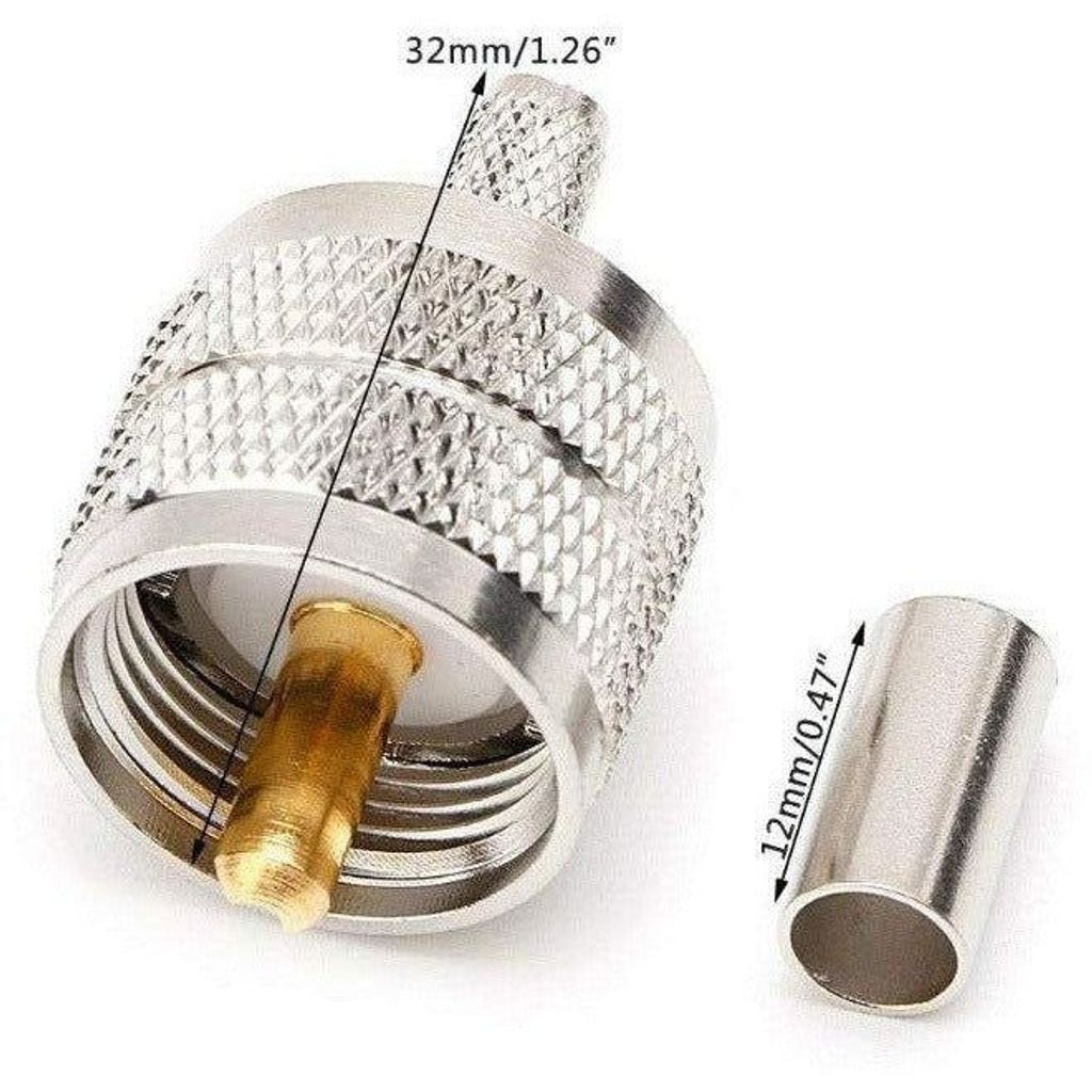 5Pcs UHF PL259 Male Crimp Coax Connector Adapter RF