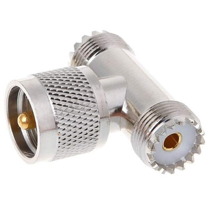 PL259 Male Plug to 2x SO239 Female Sockets T Joiner / Connector / Adaptor RF Adapter TECHOMAN   