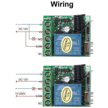 Load image into Gallery viewer, TECHOMAN 12V 1 Channel 433Mhz Wireless Remote Control Switch with 1 Transmitter Remote Controls TECHOMAN