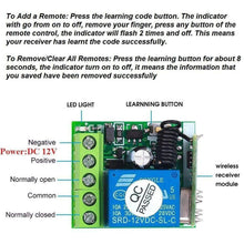 Load image into Gallery viewer, TECHOMAN 12V 1 Channel 433Mhz Wireless Remote Control Switch with 1 Transmitter Remote Controls TECHOMAN