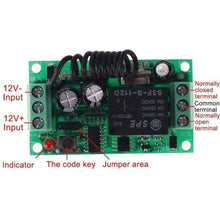 Load image into Gallery viewer, TECHOMAN 12V 1 Channel 433Mhz Wireless Remote Control Switch with 2 Transmitters Remote Controls TECHOMAN