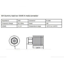 Load image into Gallery viewer, TECHOMAN Dummy Load 50 Ohm, 5 Watt, DC to 3GHz - Ham, Amateur Radio or CB. RF Dummy Load TECHOMAN