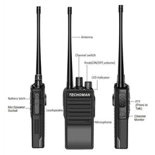 Load image into Gallery viewer, TECHOMAN TM-9C 2 WATT UHF PRS CB Walkie Talkie - 16 Channels - Premium Kit UHF PRS Hand Helds TECHOMAN