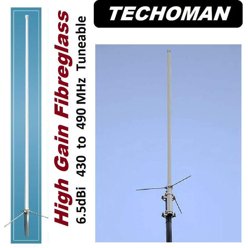 TECHOMAN UHF Base Station TUNEABLE 430 TO 490 MHz High Gain 6.5dBi Fibreglass Antenna  TECHOMAN   