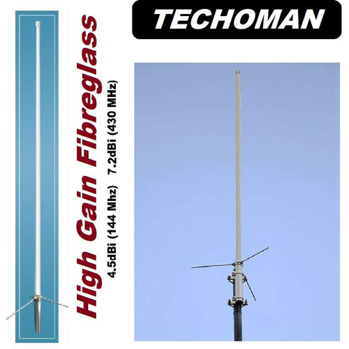 TECHOMAN TM-X50U Base Station  VHF / UHF Fibreglass Antenna - 146 MHz and 435 MHz Bands  TECHOMAN   