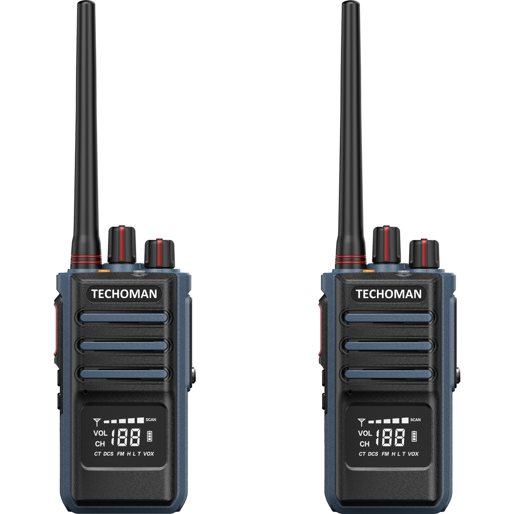 2x (Pair) TECHOMAN TM905PRO UHF PRS / Commercial Radio Walkie Talkies - Blue UHF PRS Hand Helds TECHOMAN