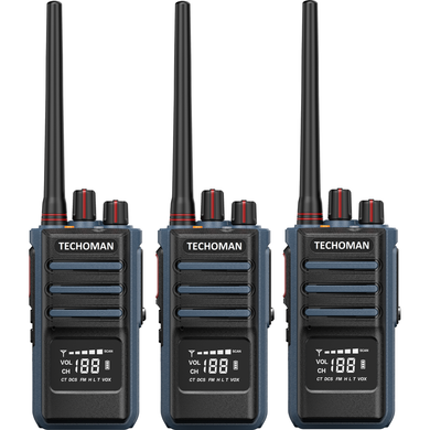 3x TECHOMAN TM905PRO UHF PRS / Commercial Radio Walkie Talkies - Blue UHF PRS Hand Helds TECHOMAN