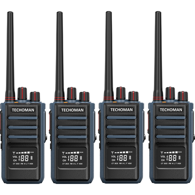 4x TECHOMAN TM905PRO UHF PRS / Commercial Radio Walkie Talkies - Blue UHF PRS Hand Helds TECHOMAN