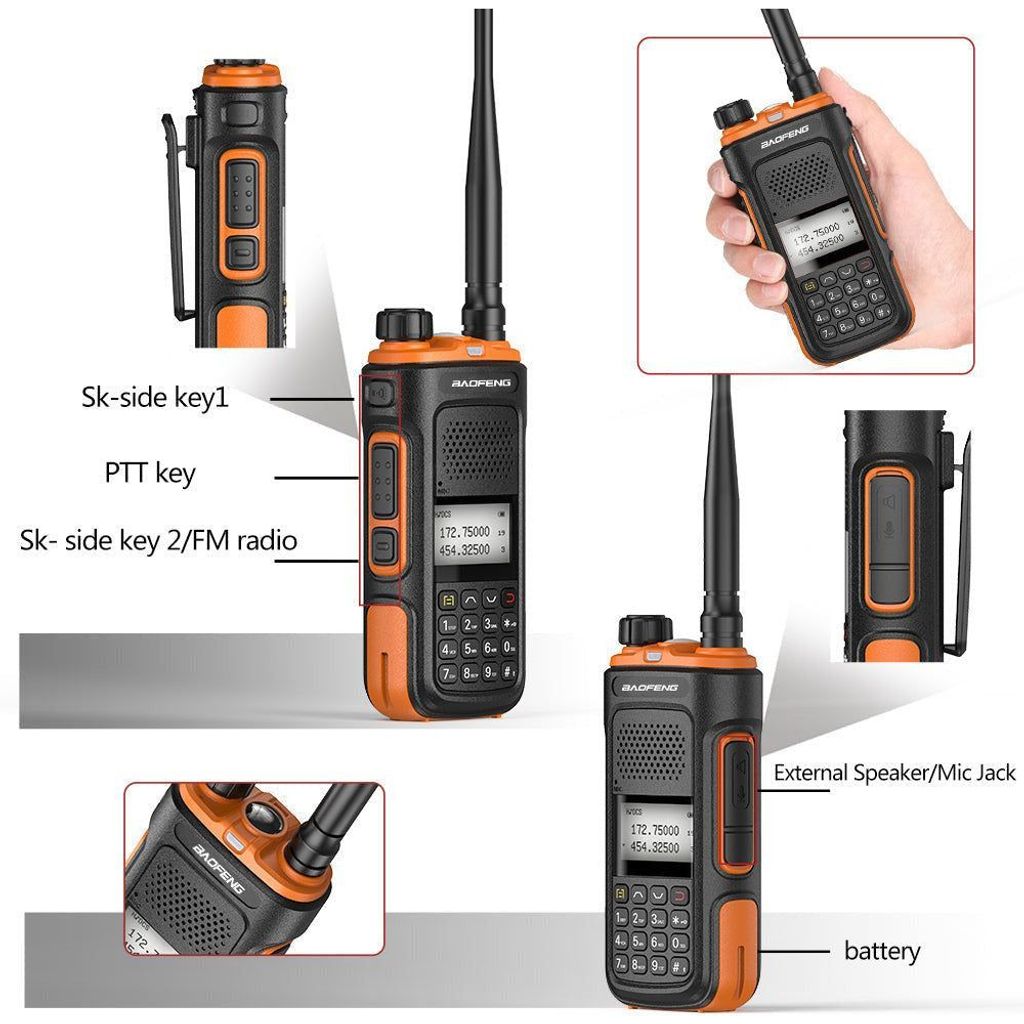 För Baofeng UV-5R-walkie-talkie, 10 km, CB, amatörradiostation