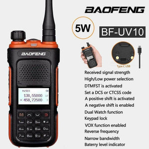 BAOFENG BF-UV10 5W Ham Walkie Talkie Dual VHF & UHF (Orange) Amateur Radio Transceivers BAOFENG   