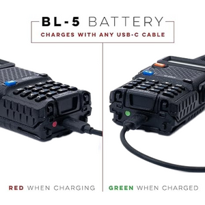Baofeng BL-5 1800mAh Li-ion USB-C Battery Pack for UV-5R with USB-C Cable Baofeng Batteries BAOFENG   