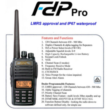 Load image into Gallery viewer, FDP Pro 128 Channel Business 5 Watt UHF Handheld Transceiver UHF PRS Hand Helds FDP   
