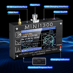 MiNi1300 Antenna Analyzer / Vector Network Analyzer VNA 4.3 Inch 0.1-1300MHz with Signal Generator Antenna SWR Meter MINI   