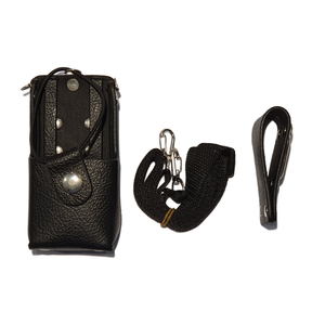 TECHOMAN Universal Leather Heavy Duty Belt Pouch - Black Radio Belt Pouches TECHOMAN   