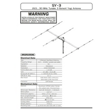 Load image into Gallery viewer, SIRIO SY-3 3 Element Directional 26.5 to 30 MHz Tunable Horizontal Yagi 10.65 dBi Gain Scanner / Aerial Antenna Base Station SIRIO
