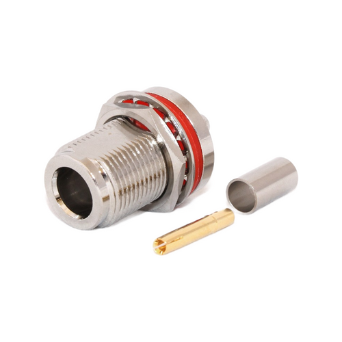 TECHOMAN N-Type Female Bulkhead Chassis Crimp Socket for LMR195 RG58 RF Connectors TECHOMAN