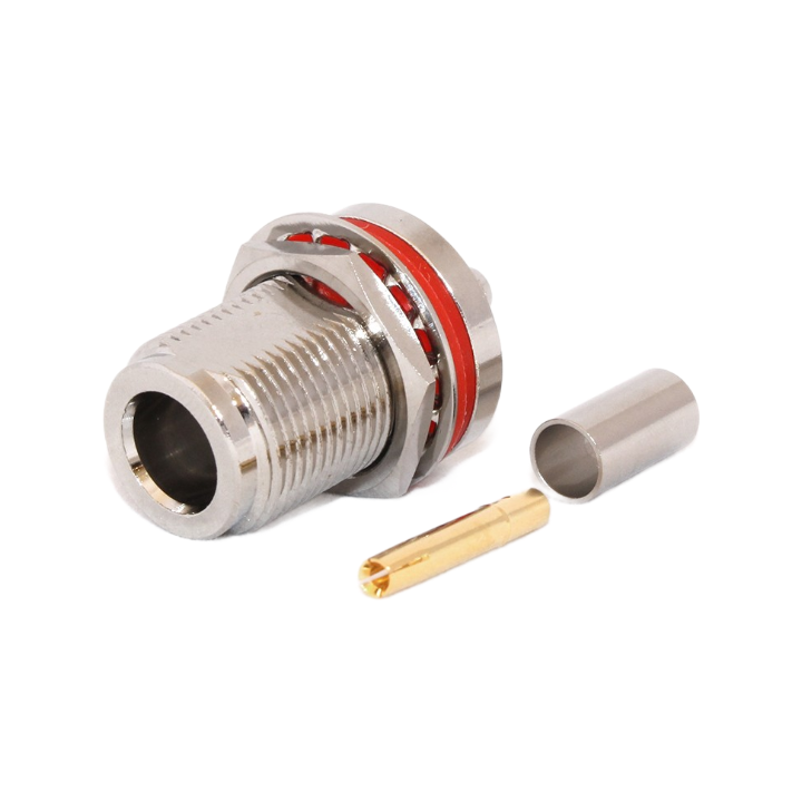 TECHOMAN N-Type Female Bulkhead Chassis Crimp Socket for LMR195 RG58 RF Connectors TECHOMAN