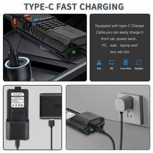 Baofeng UV-5R BL-5L Extended Size High Capacity 3800 mAh Li-ion Pack with USB-C Charge Port and Cable BAOFENG