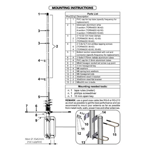 SIRIO TORNADO Base Station 50-60MHz (6 Metres) Tuneable Antenna / Aerial Antenna Base Station SIRIO
