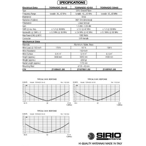 SIRIO TORNADO Base Station 50-60MHz (6 Metres) Tuneable Antenna / Aerial Antenna Base Station SIRIO