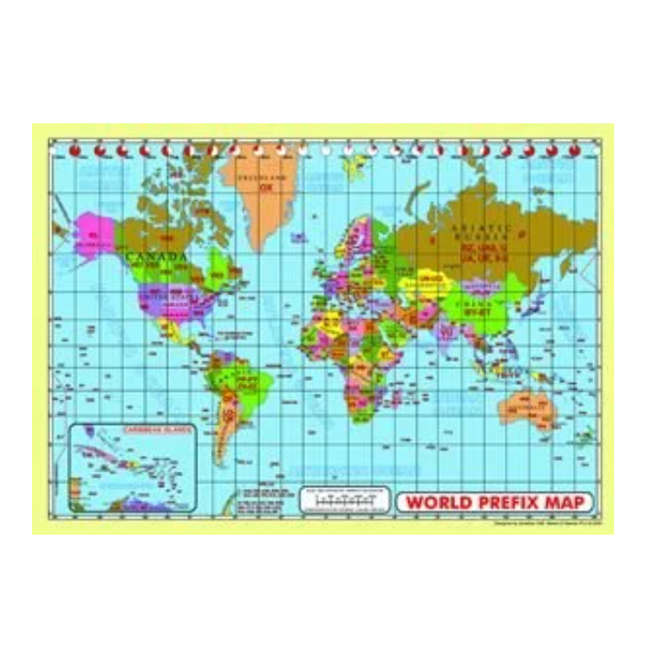 World Call Sign Worldwide Callsign Prefix Map Wall Poster A2 Size