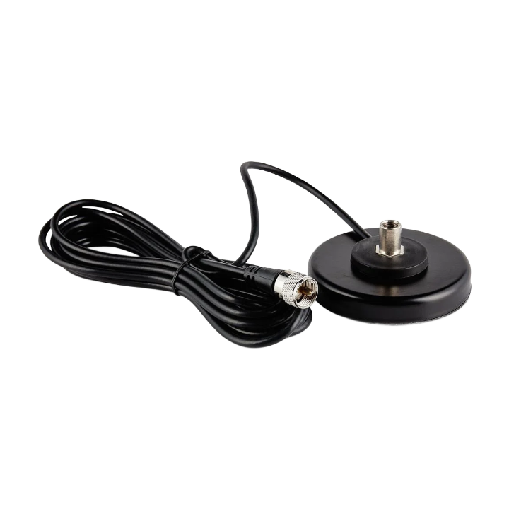 TECHOMAN Small Magnetic Mount With 3/8th Antenna / Aerial Fitting and 4m Cable with PL259 Plug Mobile Antenna Mounts TECHOMAN