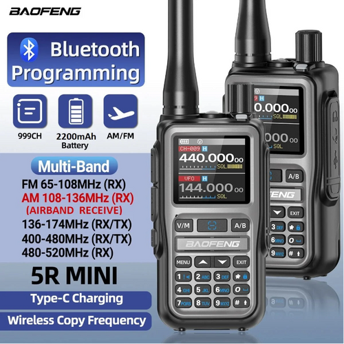 BAOFENG UV-5R MINI 5W Ham Walkie Talkie Dual VHF & UHF Grey Colour Amateur Radio Transceivers BAOFENG