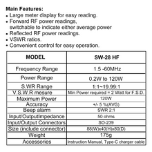 Load image into Gallery viewer, SURECOM SW-28HF 1.8-60 MHz HF Digital SWR / Power Meter Antenna SWR Meter SURECOM
