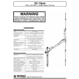 SIRIO SD Dipole 26.5-30 MHz Tuneable CB / HAM Antenna / Aerial