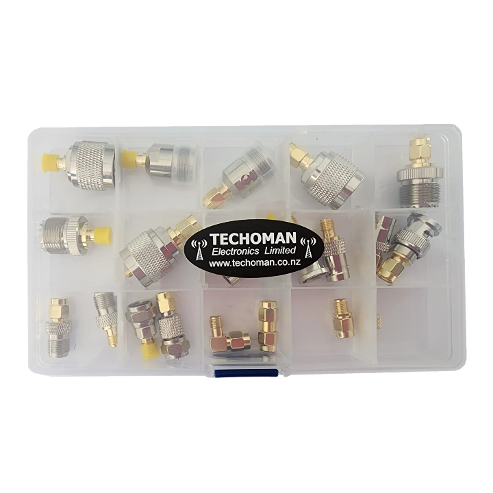 TECHOMAN 20x RF Connector Adaptors - Boxed Set - SMA , N , PL259 , SO239 , BNC , F RF Adapter TECHOMAN