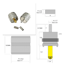 Load image into Gallery viewer, TECHOMAN PL259 Crimp Plug RG174 , RG316 , RG-174 , RG-174 Coaxial Cable RF Connectors TECHOMAN
