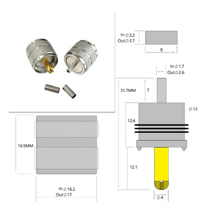 TECHOMAN PL259 Crimp Plug RG174 , RG316 , RG-174 , RG-174 Coaxial Cable RF Connectors TECHOMAN