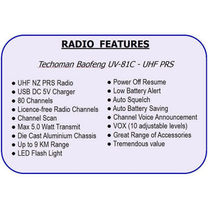 B GRADE - BAOFENG UV-81C 5 WATT (HIGH POWER) UHF CB Walkie Talkie - 80 Channels UHF PRS Hand Helds BAOFENG   