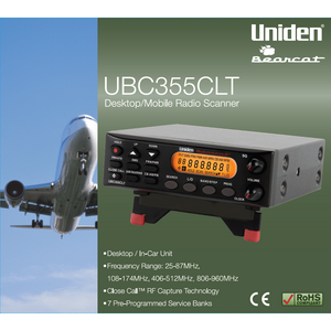 UNIDEN UBC-355CLT 25-960MHz Desktop / Mobile Scanner Radio Receiver UNIDEN   