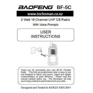 3x Baofeng BF-5C 2 WATT UHF PRS CB Walkie Talkies - 16 Channels UHF PRS Hand Helds BAOFENG   