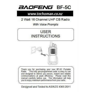 Pair (2x) Baofeng BF-5C 2 WATT UHF PRS CB Walkie Talkies - 16 Channels UHF PRS Hand Helds BAOFENG   