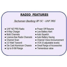 Load image into Gallery viewer, 6x Baofeng BF-5C 2 WATT UHF PRS CB Walkie Talkies - 16 Channels &amp; 6-way Charger UHF PRS Hand Helds BAOFENG   
