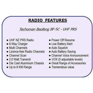 12x Baofeng BF-5C 2 WATT UHF PRS CB Walkie Talkies - 16 Channels & 6-way Charger UHF PRS Hand Helds BAOFENG   